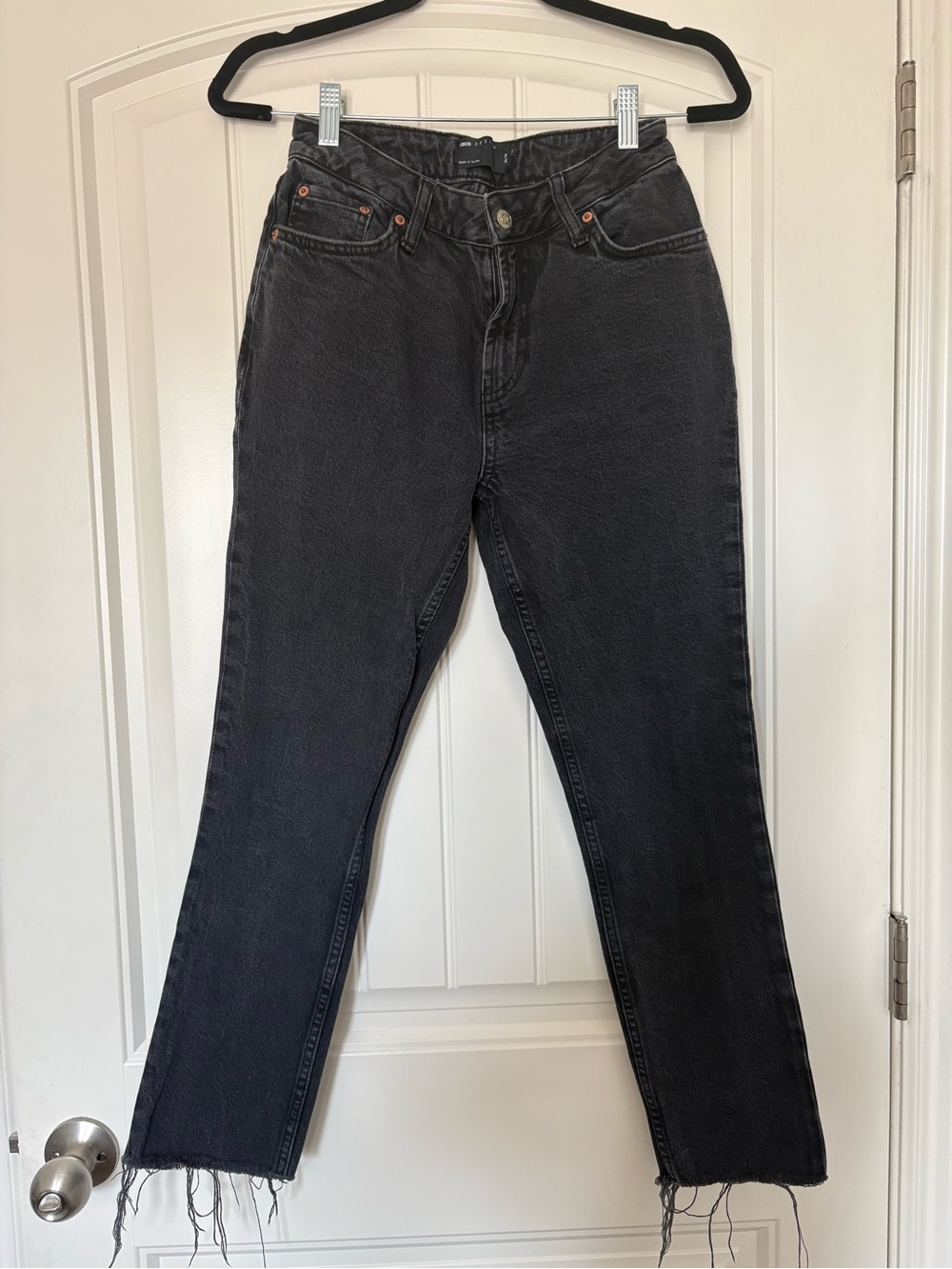 ASOS Black Washed Straight-Leg Jeans